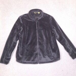 Cabelas Jacket Women XL Black Fleece Full Zip Classic Fit Soft Outdoor Cozy Warm